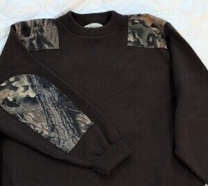 Northwest Territory Brown Crewneck Sweater with Camo Patches